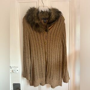 Pandemonium Faux Fur Collared Sweater XL